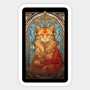 Tangerine Tabby Art Nouveau Sticker